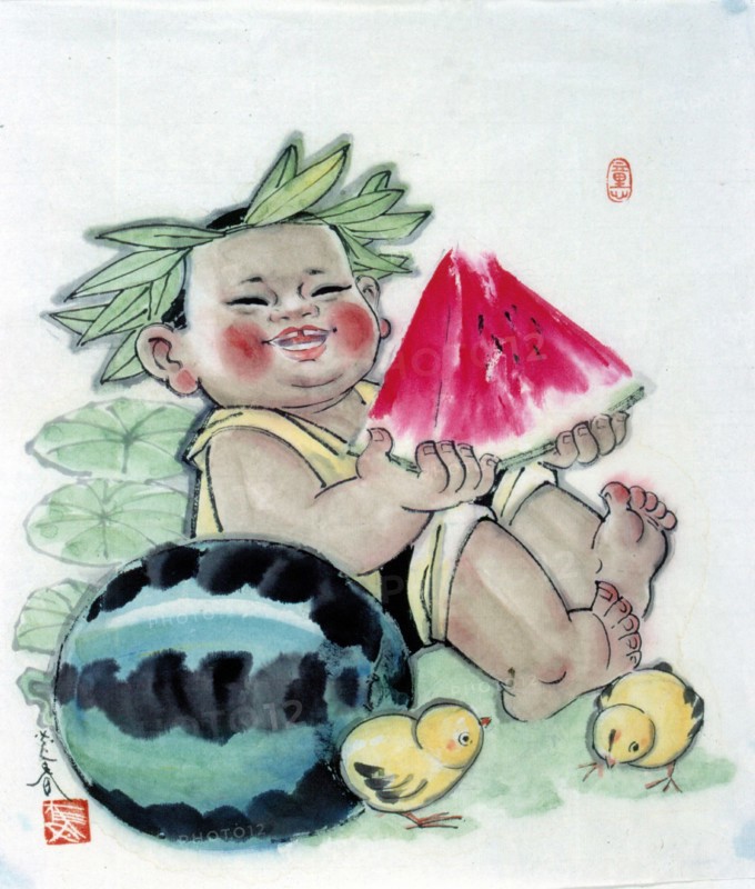Peinture chinoise représentant un enfant
