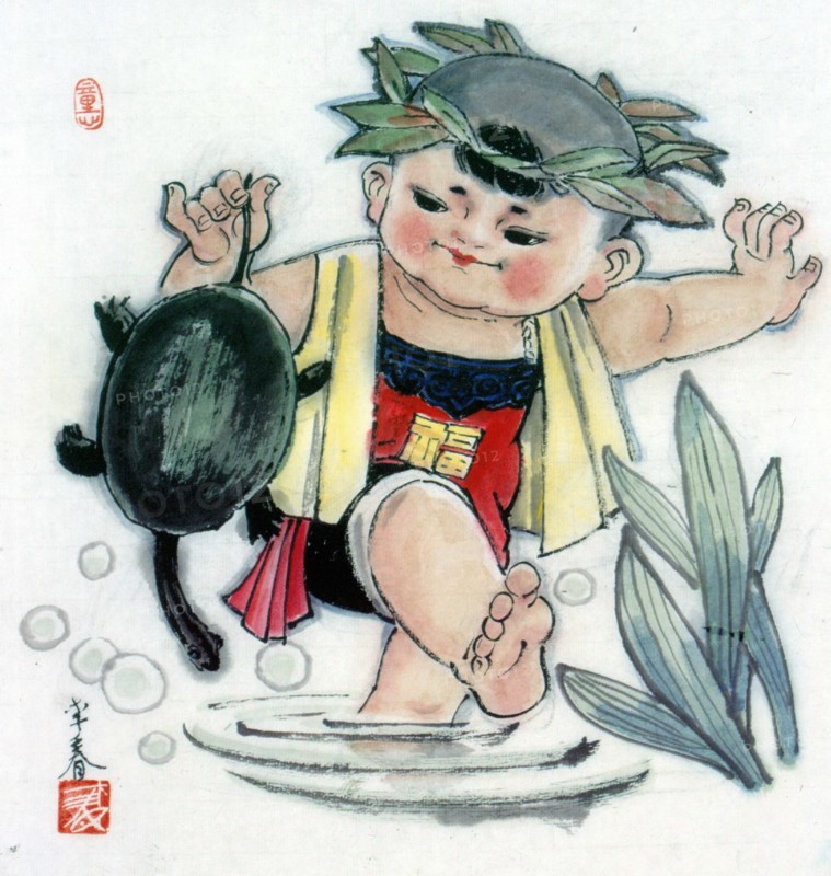 Peinture chinoise représentant un enfant