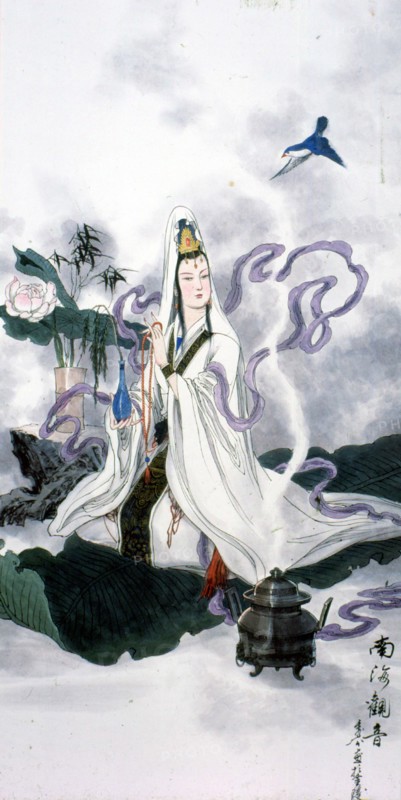 Peinture chinoise traditionnelle : Guanyin, déesse de la miséricorde