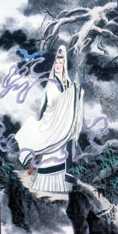 Peinture chinoise traditionnelle : Guanyin, déesse de la miséricorde