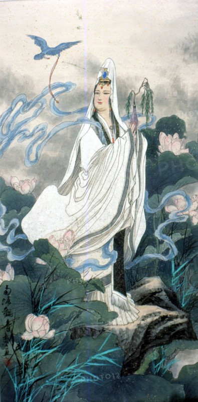 Peinture chinoise traditionnelle : Guanyin, déesse de la miséricorde
