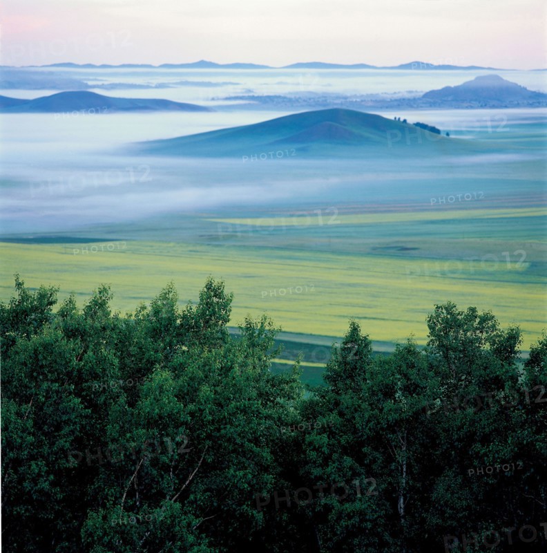 Collines recouvertes de brume, Chine