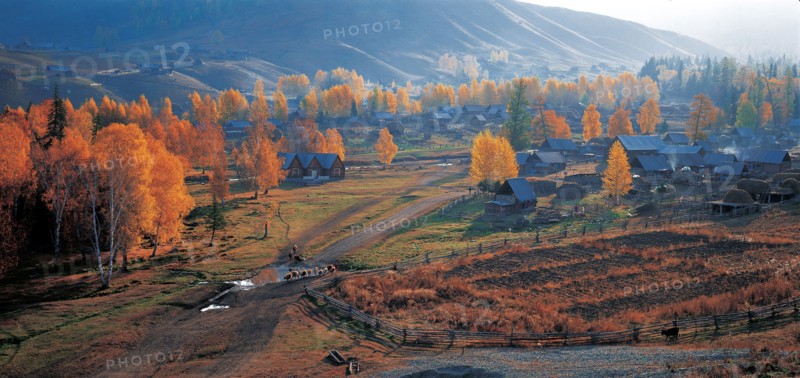 Village Baihaba, Comté de Habahe, province du Singkiang, Chine