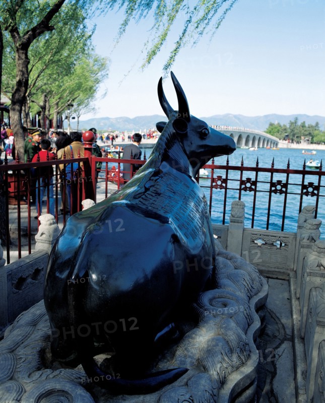 The Summer Palace, East Gate, Bronze Lion, China