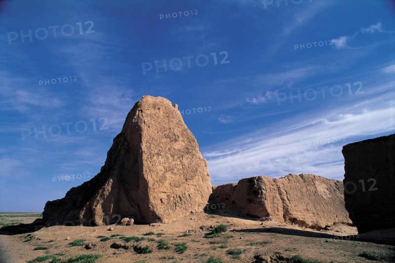 Ruined Great Wall  near Yongchang, Gansu. Ming Dynasty