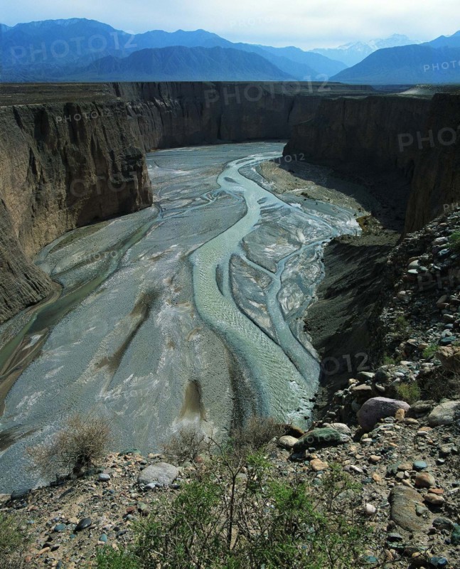 The dry river bed of a part of Yellow River in Gansu Province,China