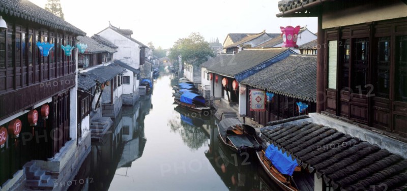 A river in waterside village of Zhouzhuang, China