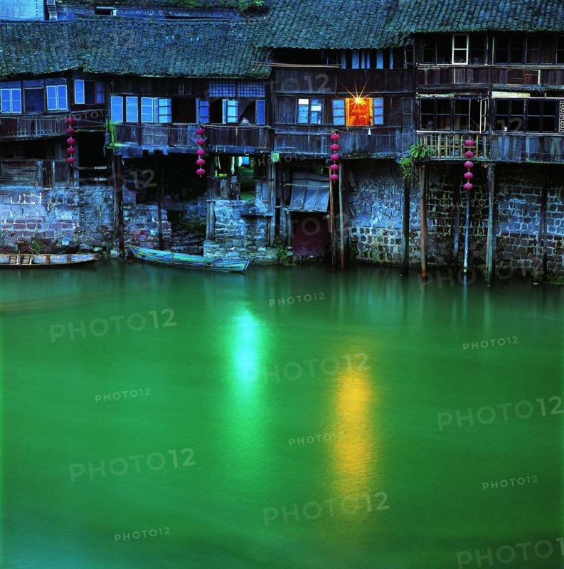 The bamboo building by the Tuojiang River of Ancient Phoenix City,Hunan Province,China
