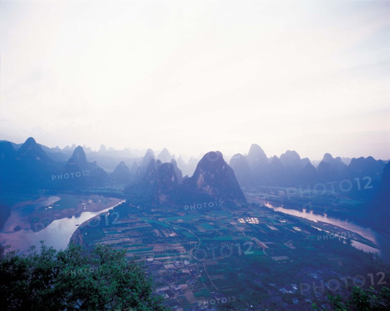 Bird's view of Lijiang river in Guilin,Guangxi,China