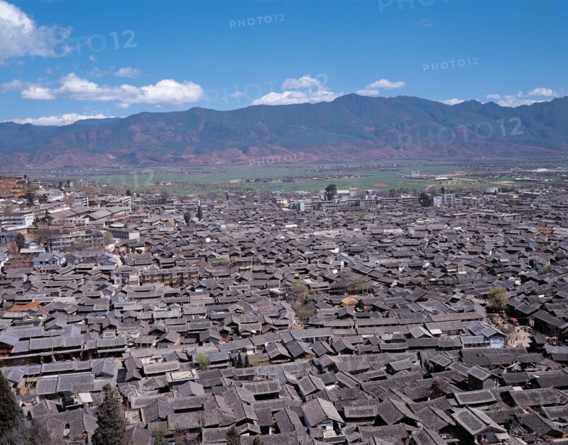 Bird's view of Lijiang ancient city, Yunnan,China