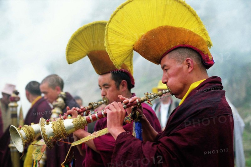 Lamas from Drepung Monastery celebrate the Shoton Festival in Tibet,China