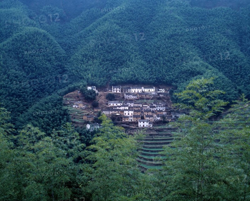 Residence on a mountain slope,Shexian County,Anhui Province,China
