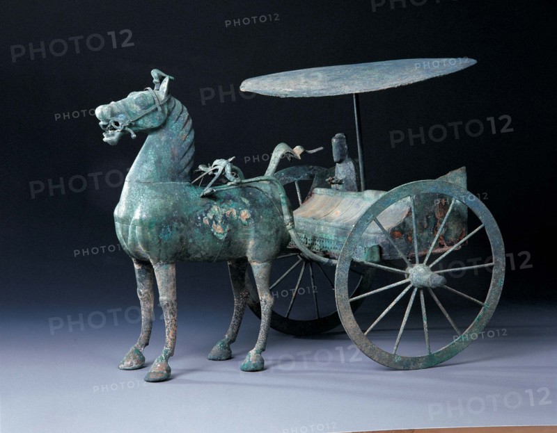 The Bronze chariot from Han Dynasty of ancient China
