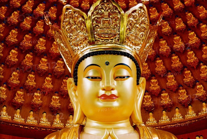 The head of Buddha statue in Hongfu temple of Shanghai,China