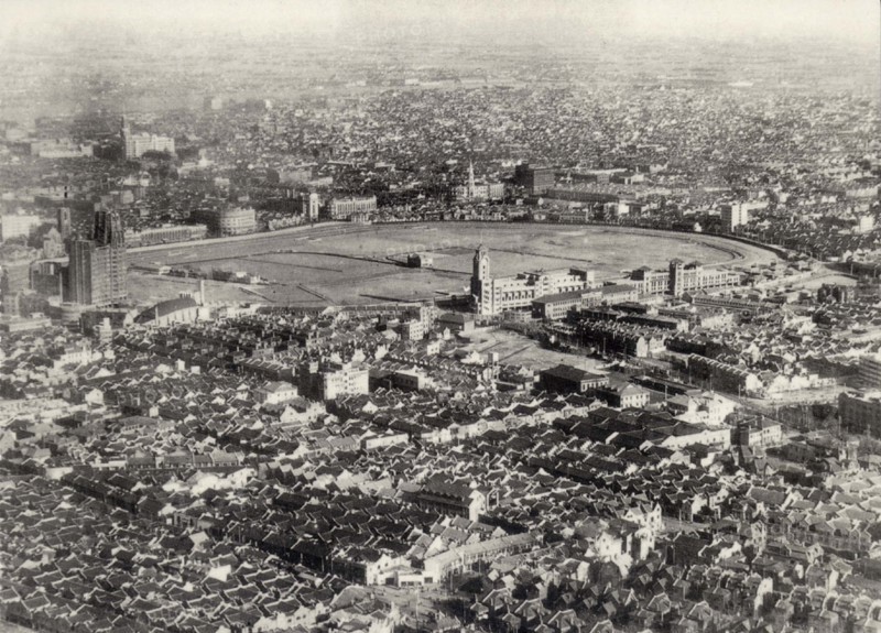 Vue aérienne de la Place du Peuple en 1934, Shanghai