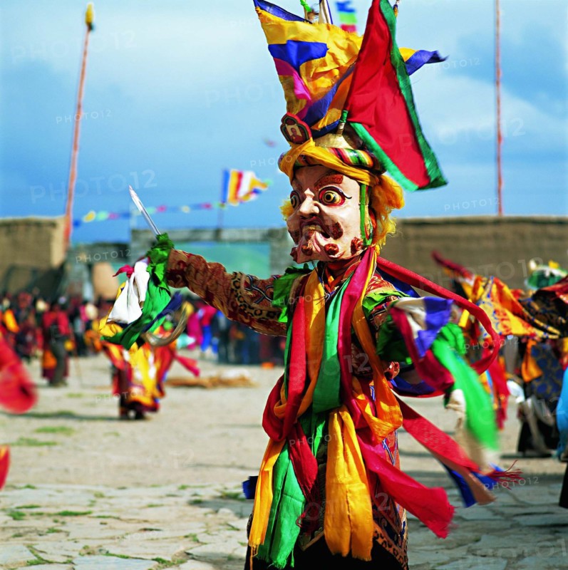 The mask for Tibetan opera,which is a local folk art in Tibet,China