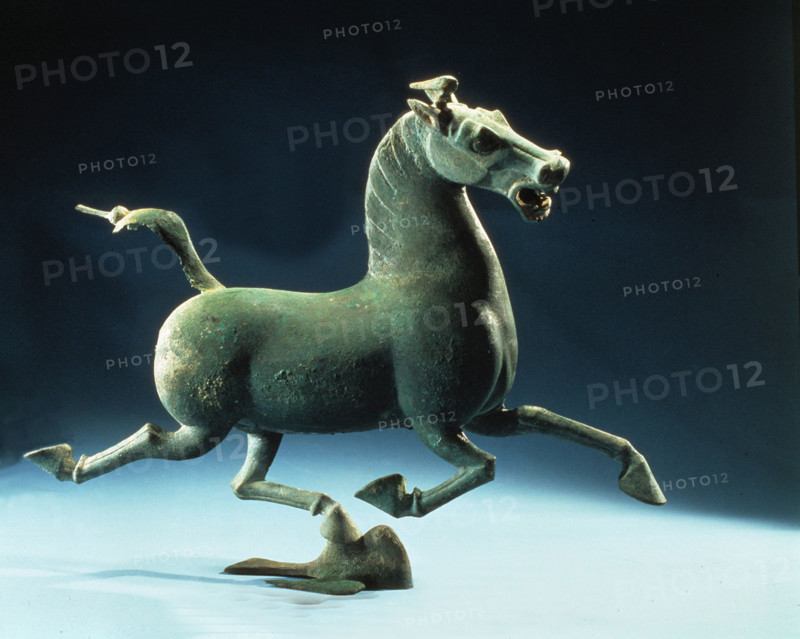 A copper running horse from East Han Dynasty,Gansu Province,China