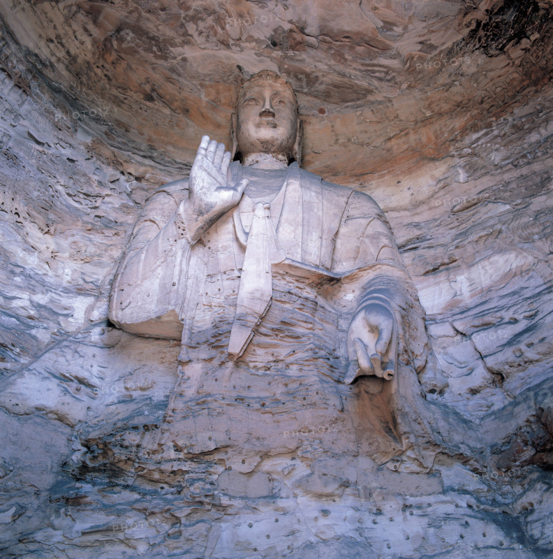 A statue of Buddha at Yungang Grotto,Shanxi Province,China