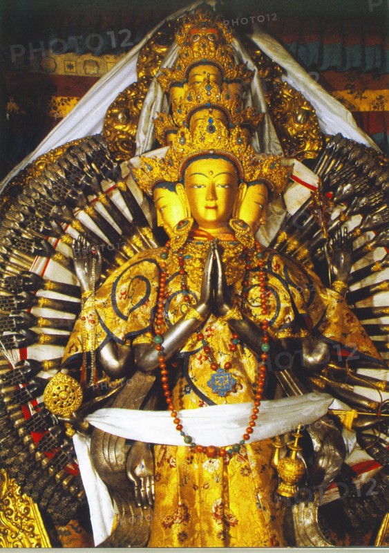 Gilded Avalokitesvara with thousand eyes and thousand hands in Shushengsanjie Hall,Potala Palace,Tibet,China