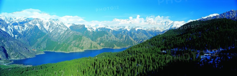 Distant view of Tianchi lake, Xinjiang,China
