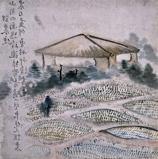 Paysage japonais avec maison