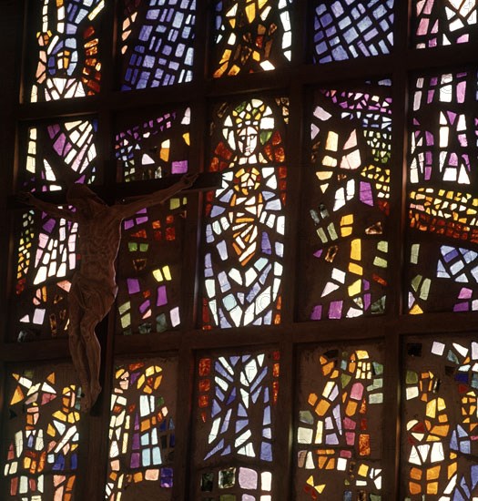 Stained glass window of the Marianists fathers church