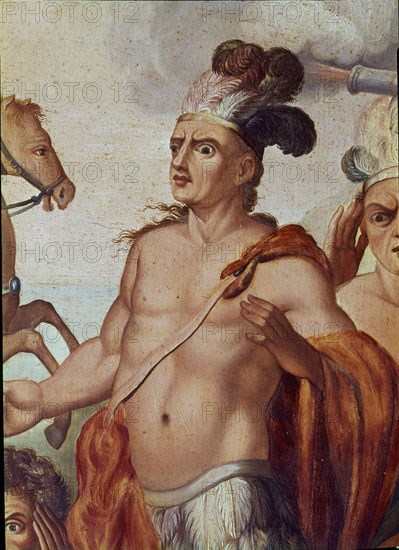 ANONIMO
CONQUISTA DE MEXICO - DETALLE DE MOCTEZUMA II - PINTADO EN COBRE- S XVIII
MADRID, MUSEO DE AMERICA
MADRID
