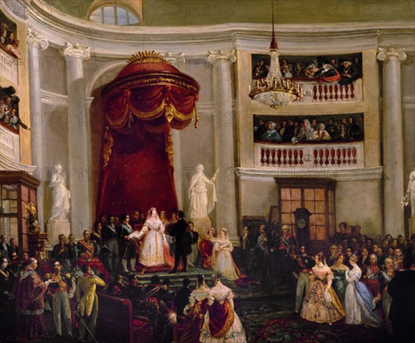 CASTELARO Y PEREA J
ISABEL II JURA LA CONSTITUCION DE 1837 VIGENTE TODAVIA-10/10/1844
MADRID, MUSEO MUNICIPAL
MADRID