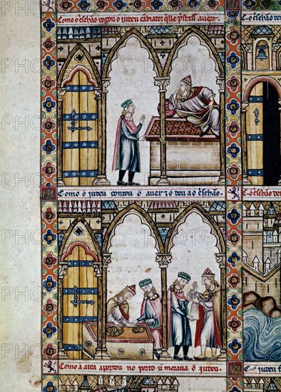 ALFONSO X EL SABIO 1221/84
CANTIGA STA MARIA-Nº25-F38V- PRESTAMO ENTRE JUDIO Y CRISTIANO-VIÑETA A Y C- MINIATURA S XIII
SAN LORENZO DEL ESCORIAL, MONASTERIO-BIBLIOTECA
MADRID

This image is not downloadable. Contact us for the high res.