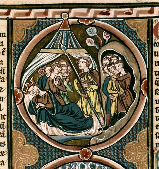 Auvergne, Bible of King St. Louis of Francia (Saul Stealing David's Spear at the Camp)