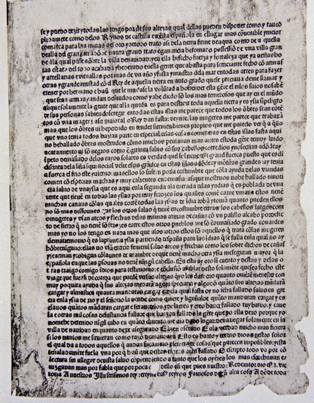 Lettre de Christophe Colomb à Louis de Santangel