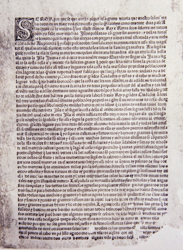 Letter of Christopher Columbus to Luis de Santángel