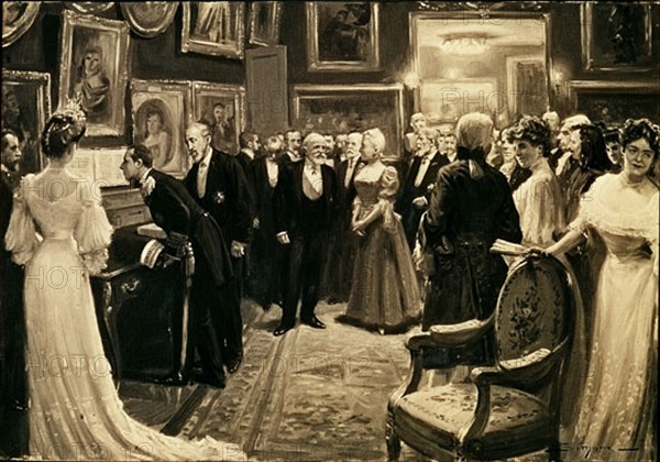 SIMONT
ALFONSO XIII VISITA PARIS (EN EL SALONCITO OPERA  MIRANDO UNA PARTITURA1905)
MADRID, PALACIO REAL-PINTURA
MADRID