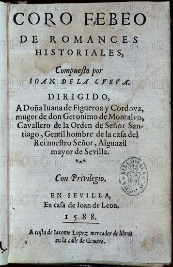 CUEVA JUAN D LA
CORO DE FEBEO DE ROMANCES HISTORIALES
MADRID, BIBLIOTECA NACIONAL
MADRID

This image is not downloadable. Contact us for the high res.