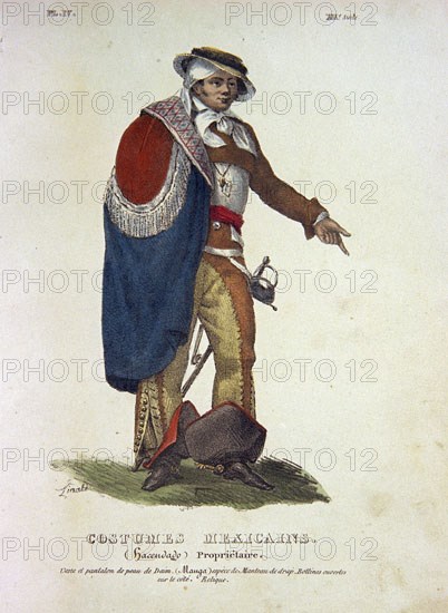 LINATI DE PREVOST CLAUDIO 1790/1832
LIBRO"TRAJES CIVILES,MILITARES Y RELIGIOSOS DE MEJICO"1828-HACENDADO (PROPIETARIO) MEJICANO
MADRID, MUSEO DE AMERICA
MADRID