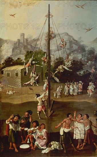 EL PALO VOLADOR- BIOMBO MEXICANO - S XVII - DETALLE CENTRAL - Conjunto nº 3483
MADRID, MUSEO DE AMERICA
MADRID