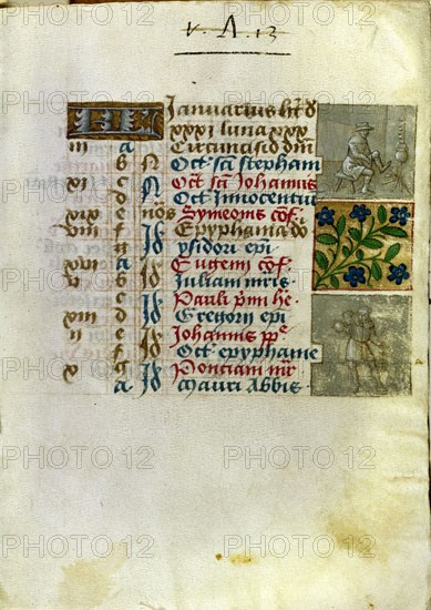 MS.D.IV.13.LIBER HORARUM-FOL 13.CALENDARIO.ESCENAS DE MESES
SAN LORENZO DEL ESCORIAL, MONASTERIO-BIBLIOTECA
MADRID

This image is not downloadable. Contact us for the high res.