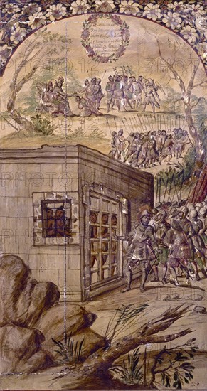 GONZALEZ MIGUEL Y JUAN
CONQUISTA MEXICO-CORONACION DEL REY DE TEXCOCO Y CORTES MANDA SOLTAR A PRISIONEROS INDIOS- 1698
MADRID, MUSEO DE AMERICA
MADRID