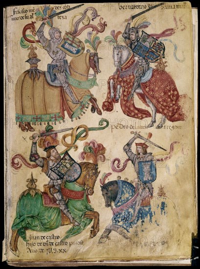 LIBRO DE LOS CABALLEROS DE LA ORDEN DE SANTIAGO - 1361 - FOLIO 77 - MENDEZ - SANTA MARIA - CASTRO - 
BURGOS, ARCHIVO MUNICIPAL
BURGOS

This image is not downloadable. Contact us for the high res.
