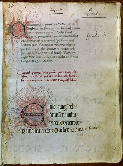 FEBRER ANDREU
VERSION CATALANA DE DIVINA COMEDIA DE DANTE
SAN LORENZO DEL ESCORIAL, MONASTERIO-BIBLIOTECA
MADRID