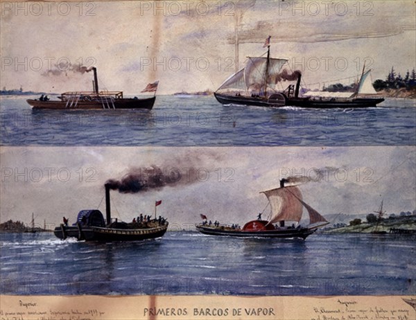 PRIMEROS BARCOS DE VAPOR AMERICANOS 1789-1808
MADRID, MUSEO NAVAL
MADRID