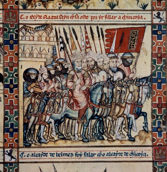 ALFONSO X EL SABIO 1221/84
MTI1-CANTIGA STA MARIA Nº187- F246V-d-EL REY DE GRANADA SALE CON SU HUESTE PARA SITIAR CHINCOYA
SAN LORENZO DEL ESCORIAL, MONASTERIO-BIBLIOTECA
MADRID