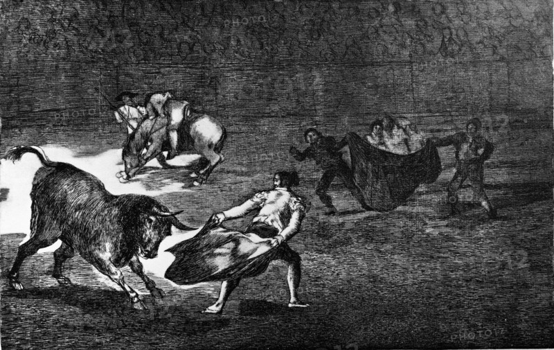 Goya, Gravure - Scène de Taureaux