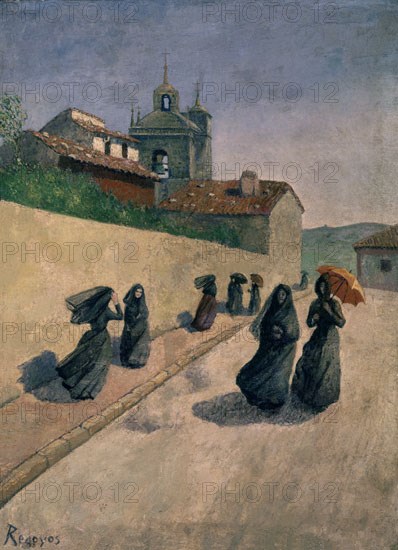 REGOYOS DARIO 1857/1913
MUJERES CON VELO QUE VAN A LA IGLESIA
MADRID, COLECCION PARTICULAR
MADRID