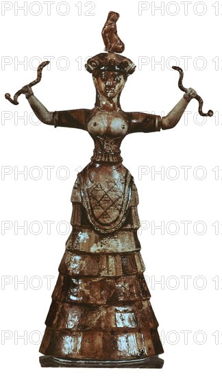 DIOSA DE LAS SERPIENTES-LOZA-ARTE MINOICO RECIENTE(1700 AL 1400 AC)29,5 CM-PROC KNOSOS
HERAKLION, MUSEO ARQUEOLOGICO
GRECIA