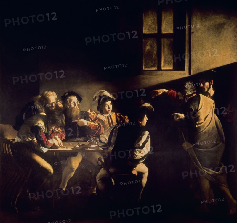 CARAVAGGIO. The Calling of St. Matthew - 1598/1601 - 322x340 cm - oil on panel - Italian Baroque