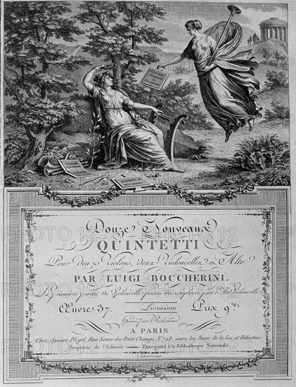 BOCCHERINI LUIGI
* QUINTETO OPUS 35 -PORTADA DE LA OBRA-
BOLONIA, LICEO MUSICAL
ITALIA

This image is not downloadable. Contact us for the high res.