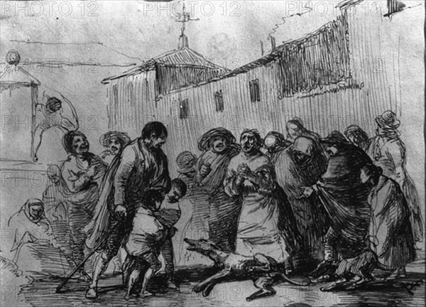 ALENZA LEONARDO 1807/45
GRABADO-ESCENAS CALLEJERAS-LAMENTO POR SU PERRO-S XIX
Madrid, musée municipal
