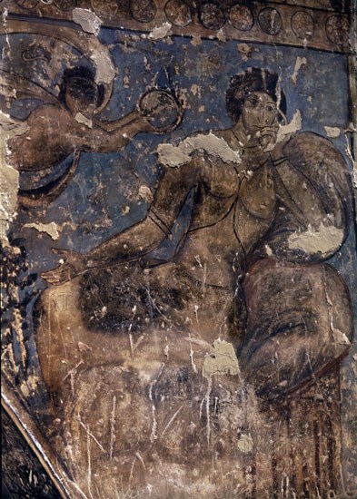 VICTORIA PORTANDO LA CORONA Y FIGURA FEMENINA DE LA ESPOSA - ALBANEGA NOROESTE - S VIII - OMEYA
QUSEIR AMRA, CASTILLO
JORDANIA

This image is not downloadable. Contact us for the high res.