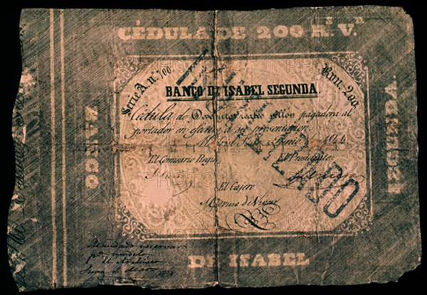 CEDULA DE 200 REALES 1844
MADRID, BANCO DE ESPAÑA-DOCUMENTOS
MADRID